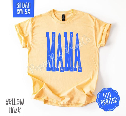 Bright Blue Mama Gildan Shirt, Cute Mom Tshirt, Trendy Oversized Tee, Gift for Her