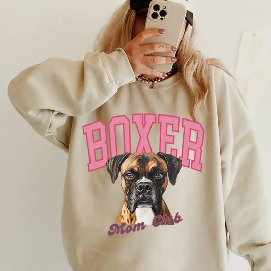Brindle Boxer Mom Club Sweatshirt ~ Sweatshirt Unisex Apparel Relaxed Fit Printed in the USA Clothing Womenswear Casual and Comfortable