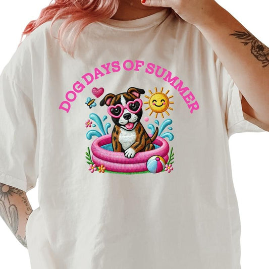 Brindle Pitbull Dog Days of Summer Shirt ~ Unisex Apparel Relaxed Fit Printed In The USA Clothing Womenswear Casual Comfort Cotton Top Athletic Boho Chic