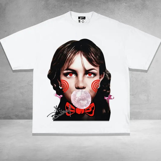 Britney Baby Cosplay Annabelle Halloween Big Face Graphic T-shirt