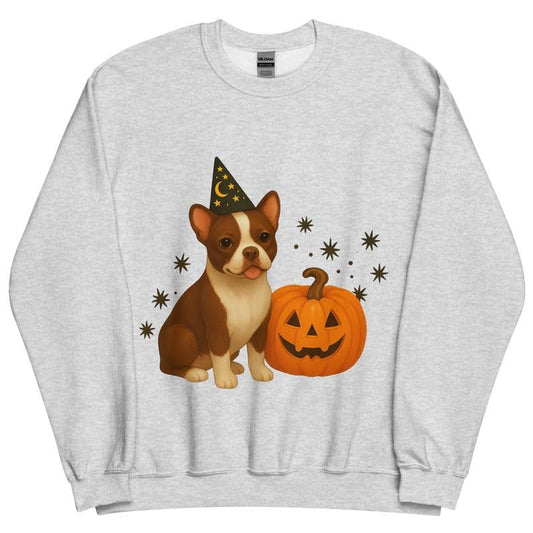 Brown Boston Terrier Halloween Witchy Dogs Sweatshirt - Unisex Apparel Relaxed Fit Printed In The USA Clothing Womenswear Casual Comfort Cotton Top Athletic Boho Chi copy