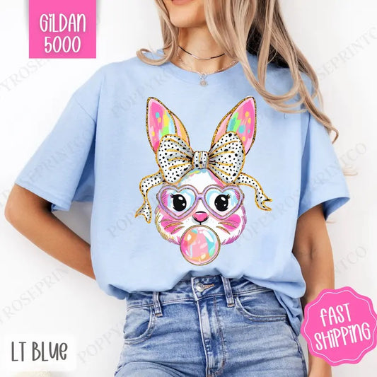 Bubble Bunny Shirt Gildan, Cute Easter Tee, Trendy Bunny Women's Tshirt Plus Sizes, Gift for Her