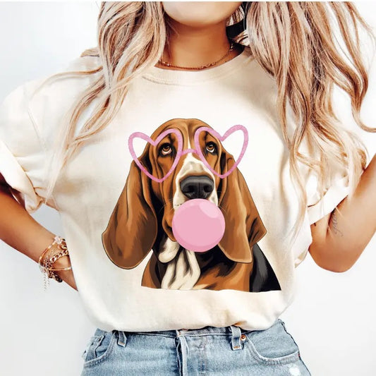 Bubblegum BloodHound Shirt ~ Unisex Apparel Relaxed Fit Printed In The USA Clothing Womenswear Casual Comfort Cotton Top Athletic Boho Chic