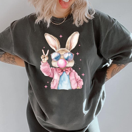Bubblegum Bunny Shirt ~ Unisex Apparel Relaxed Fit Printed In The USA Clothing Womenswear Casual Comfort Cotton Top Athletic Boho Chic