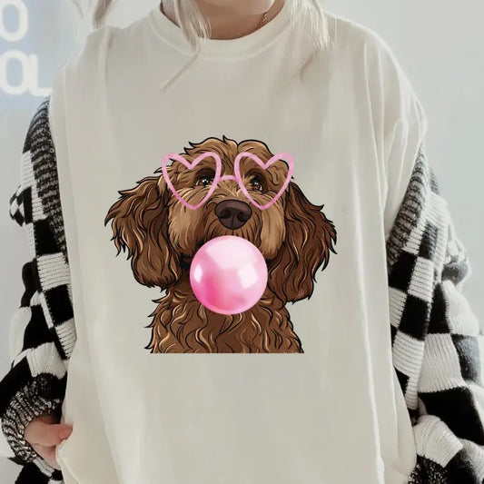 Bubblegum CHOCOLATE LABRADOODLE Shirt ~ Unisex Apparel Relaxed Fit Printed In The USA Clothing Womenswear Casual Comfort Cotton Top Athletic Boho Chic
