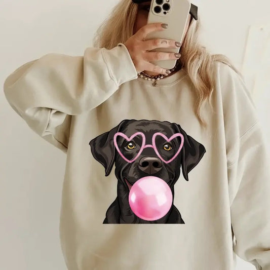 Bubblegum Chocolate Lab Sweatshirt ~ Sweatshirt Unisex Apparel Relaxed Fit Printed in the USA Clothing Womenswear Casual and Comfortable