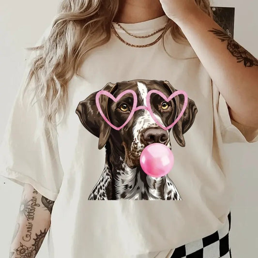 Bubblegum German Short Haired Pointer Shirt ~ Unisex Apparel Relaxed Fit Printed In The USA Clothing Womenswear Casual Comfort Cotton Top Athletic Boho Chic