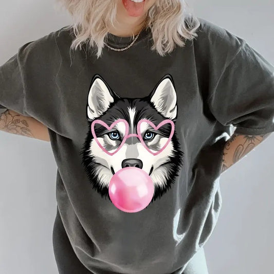 Bubblegum Husky Shirt ~ Unisex Apparel Relaxed Fit Printed In The USA Clothing Womenswear Casual Comfort Cotton Top Athletic Boho Chic
