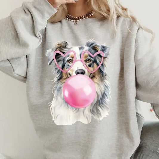 Bubblegum Merle Australian Shepherd Sweatshirt ~ Sweatshirt Unisex Apparel Relaxed Fit Printed in the USA Clothing Womenswear Casual and Comfortable