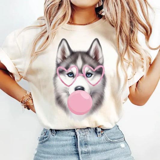 Bubblegum Pomsky Shirt ~ Unisex Apparel Relaxed Fit Printed In The USA Clothing Womenswear Casual Comfort Cotton Top Athletic Boho Chic