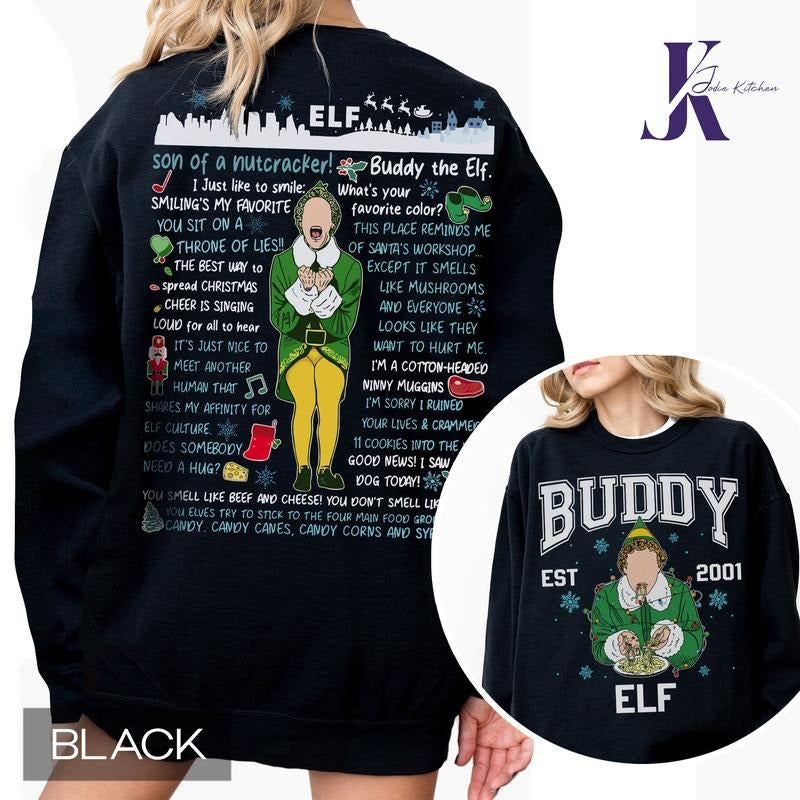 Buddy Elf Christmas Sweatshirt, Buddy Elf Est 2001 Tee Shirt, Elf Movie Xmas Sweater, Christmas Movie Sweater, Xmas Classic Movie 90s Shirt, Christmas Gifts