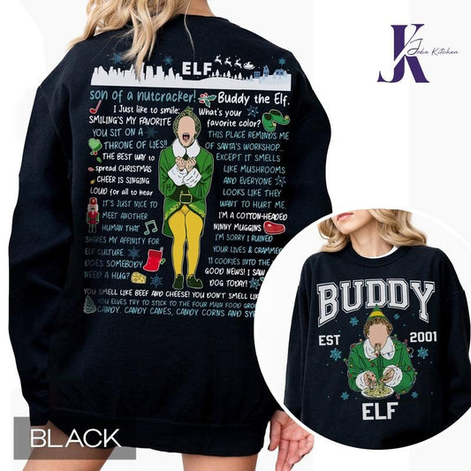 Buddy Elf Christmas Sweatshirt, Buddy Elf Est 2001 Tee Shirt, Elf Movie Xmas Sweater, Christmas Movie Sweater, Xmas Classic Movie 90s Shirt, Christmas Gifts