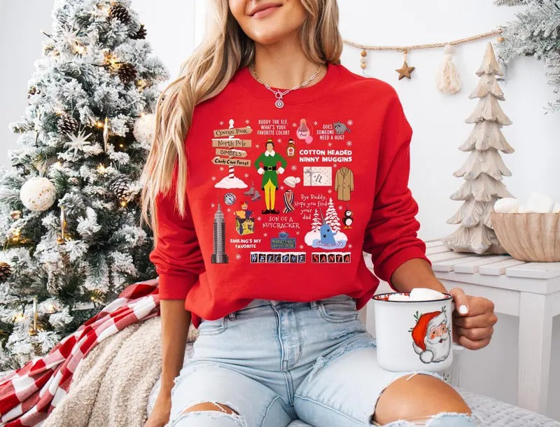 Buddy Elf Sweatshirt, Elf Christmas Shirt, Buddy The Elf Xmas Sweatshirt, Elf Christmas Movie Lover Gift, Christmas Elf Movie Lover Shirt Christmas Gift Idea 2024, Gift For Him, Gift For Her