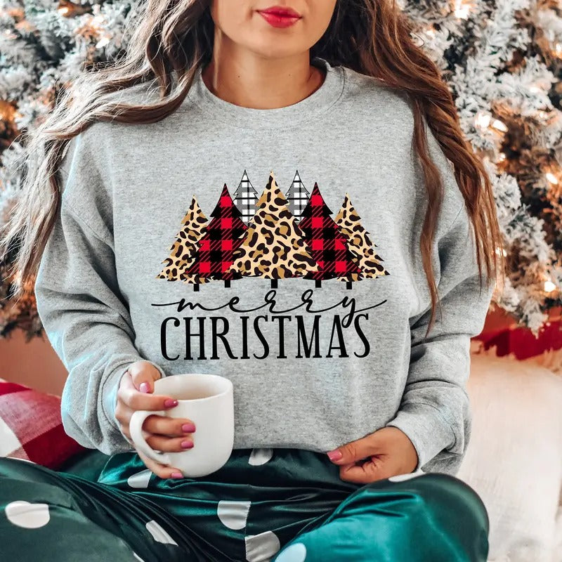 Buffalo Plaid Christmas T-shirt,Merry Christmas Shirt,Christmas T-shirt, Christmas Family Shirt,Christmas Gift, Holiday Gift.Matching Shirt Cotton Crewneck