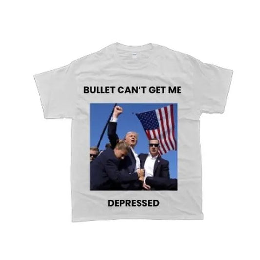 Bullet Can't Get Me Depressed T-Shirt - Unisex Style Tee - 100% Cotton - Menswear, T-shirt