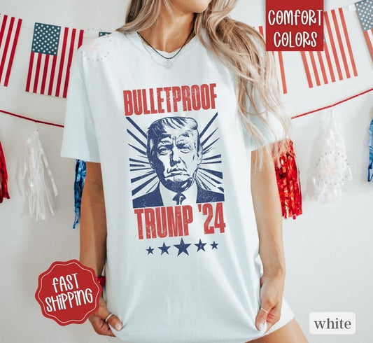 Bulletproof Trump Shirt, Funny Election 2024 Tshirt,  Trump For President Tee