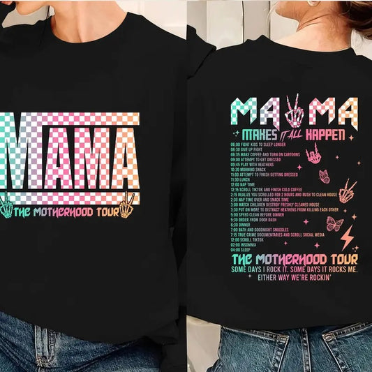 Bundle Funny Motherhood shirt, Checkered Mama Tour shirt, Some Days I Rock It shirt, Mother's Day shirt Cotton Polyester