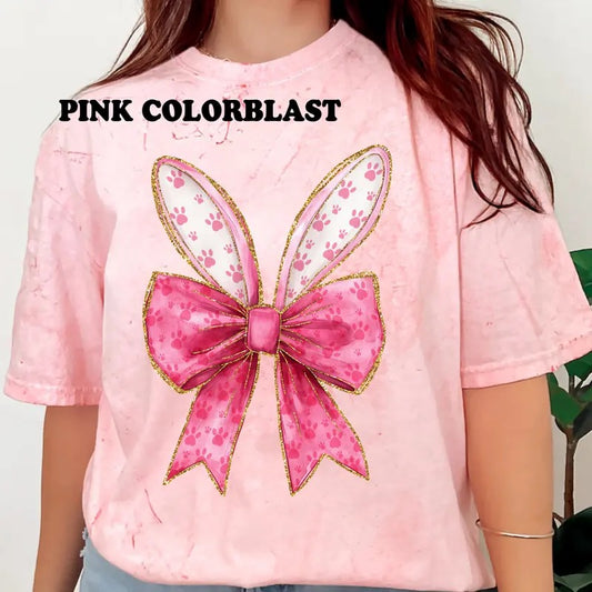 Bunny Ears Bow Easter Shirt ~ Unisex Apparel Relaxed Fit Printed In The USA Clothing Womenswear Casual Comfort Cotton Top Athletic Boho Chic