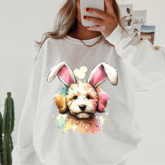 Bunny Goldendoodle Sweatshirt ~ Sweatshirt Unisex Apparel Relaxed Fit Printed in the USA Clothing Womenswear Casual and Comfortable