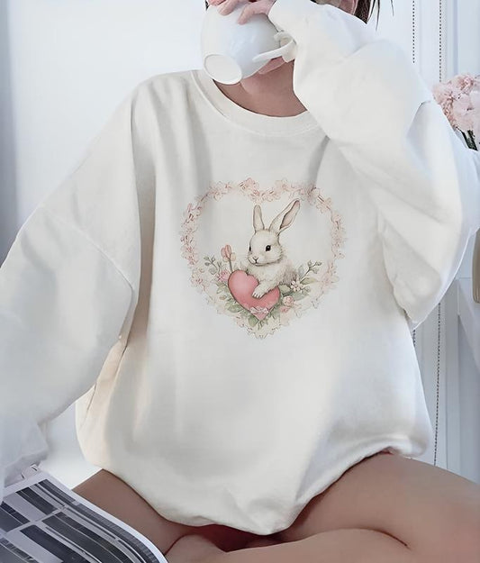 Bunny Sweatshirt, Bunny Coquette Sweatshirt, Trendy Crewneck, Aesthetic Sweatshirt, Cute Bunny Sweatshirt, Gift For Her, Graphic Sweatshirt For Women, Sweatshirt Valentine Gift