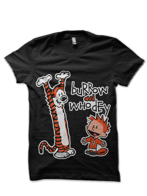 Burrow & Who Dey Black T-Shirt Hoodie, Sweatshirt | CoreVibeTees.com