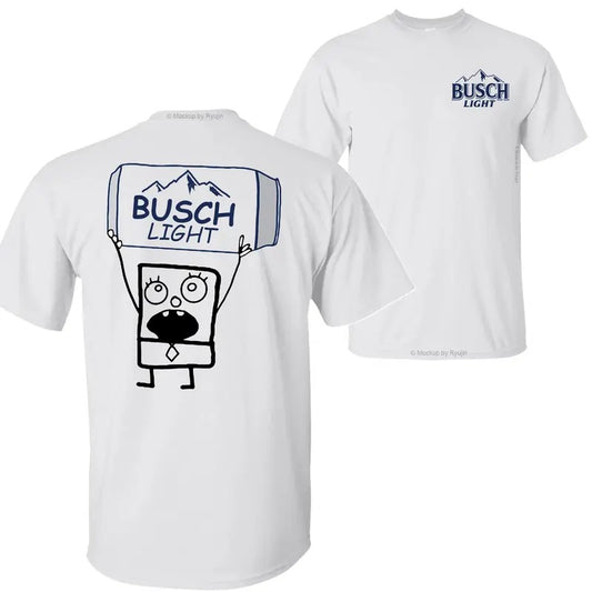 Busch Light Beer Doodlebob T-shirt Sweatshirt Hoodie, Doodlebob Shirt, Busch Light Beer Shirt, Double Sided Graphic Printed Unisex Classic Comfort Cotton T-Shirts in all Sizes all Colors for Men and for Women