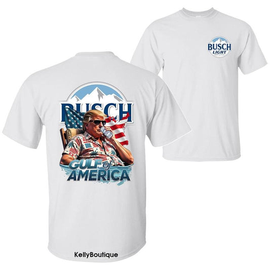 Busch Light Beer Gulf of America President Trump Shirt, USA Flag 4th of July Independence Day Unisex Cotton T-shirt for Men for Women