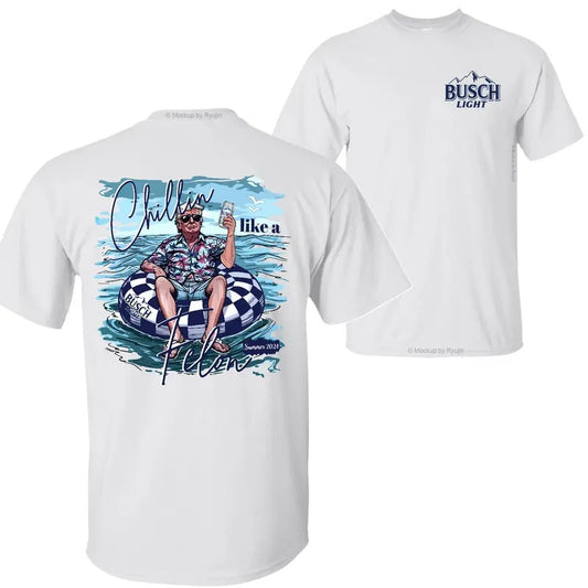 Busch Light Beer Trump Chillin Like a Felon Summer 2024 T-shirt Sweatshirt Hoodie, Trump 2024 Shirt, Busch Light Beer Shirt, Double Sided Graphic Printed Unisex Classic Comfort Cotton T-Shirts in all Sizes all Colors for Men and for Women
