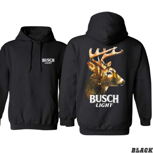 Busch Light Hoodie - Premium Outdoorsman Design Featuring Realistic Deer Graphics, camo country hoodies, Perfect for Hunters and Beer Lovers, Unisex Hoodie for Comfort and Style Menswear Sweaters Tops Underwear