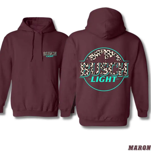 Busch Light Leopard Print Hoodie - Trendy Animal Print Design Featuring Iconic Busch Light Logo, Perfect for Beer Lovers and Fashion-Forward Fans, Unisex Hoodie for Everyday Comfort and Bold Style Menswear Sweaters Tops Underwear