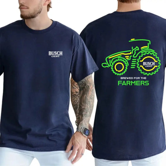 Busch Light T-Shirt - Bold Farming-Themed Design with Neon Green Tractor and Iconic Beer Branding, Unisex T-Shirts for Everyday Comfort, Menswear Tops