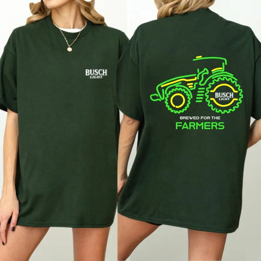 Busch Light T-Shirt - Farmer's Edition with Neon Tractor Design, Perfect for Agriculture Enthusiasts and Beer Lovers, Unisex Tee for Everyday Comfort and Country Spirit