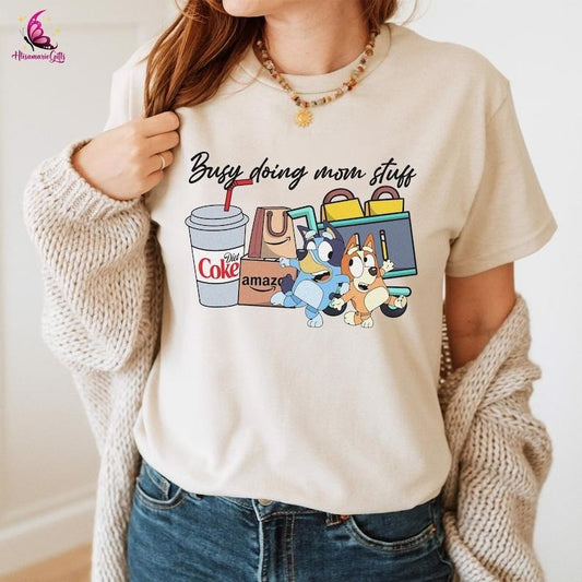 Busy Doing Mom Stuff, Dog Mom Sweatshirt, Bluey Mom, Mama Sweatshirt, Motherhood Crewneck, Dr. Pepper Sweatshirt, Diet Coke Hoodie and Sweater; T-shirt Cotton Polyester Womenswear Light