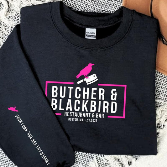 Butcher & Blackbird Sweatshirt, Brynne Weaver Hoodie, Smut Gift, Booktok Merch, Dark Romance, Romantasy, Bookish Unisex Soft Comfort Crewneck Pullover Long Sleeves Graphic Fabric Sweater