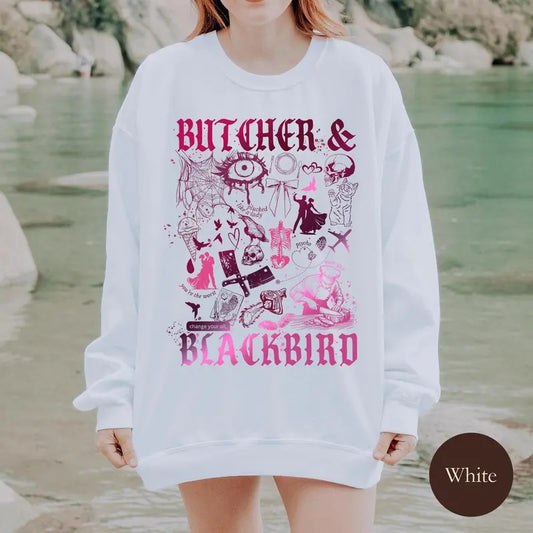 Butcher and Blackbird Sweatshirt, Orb Weaver Hoodie, Romance Reader, Dark Romance Merch, Book Shirt, Booktok Shirt, Romantasy, Book Club Unisex Soft Comfort Crewneck Pullover Long Sleeves Graphic Fabric Sweater