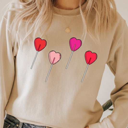 CANDY SUCKER CREWNECK (Crewneck Sweatshirt, Unisex Fit, Casual Sweatshirt for Valentines, Holiday Sweatshirt) Cotton Womenswear