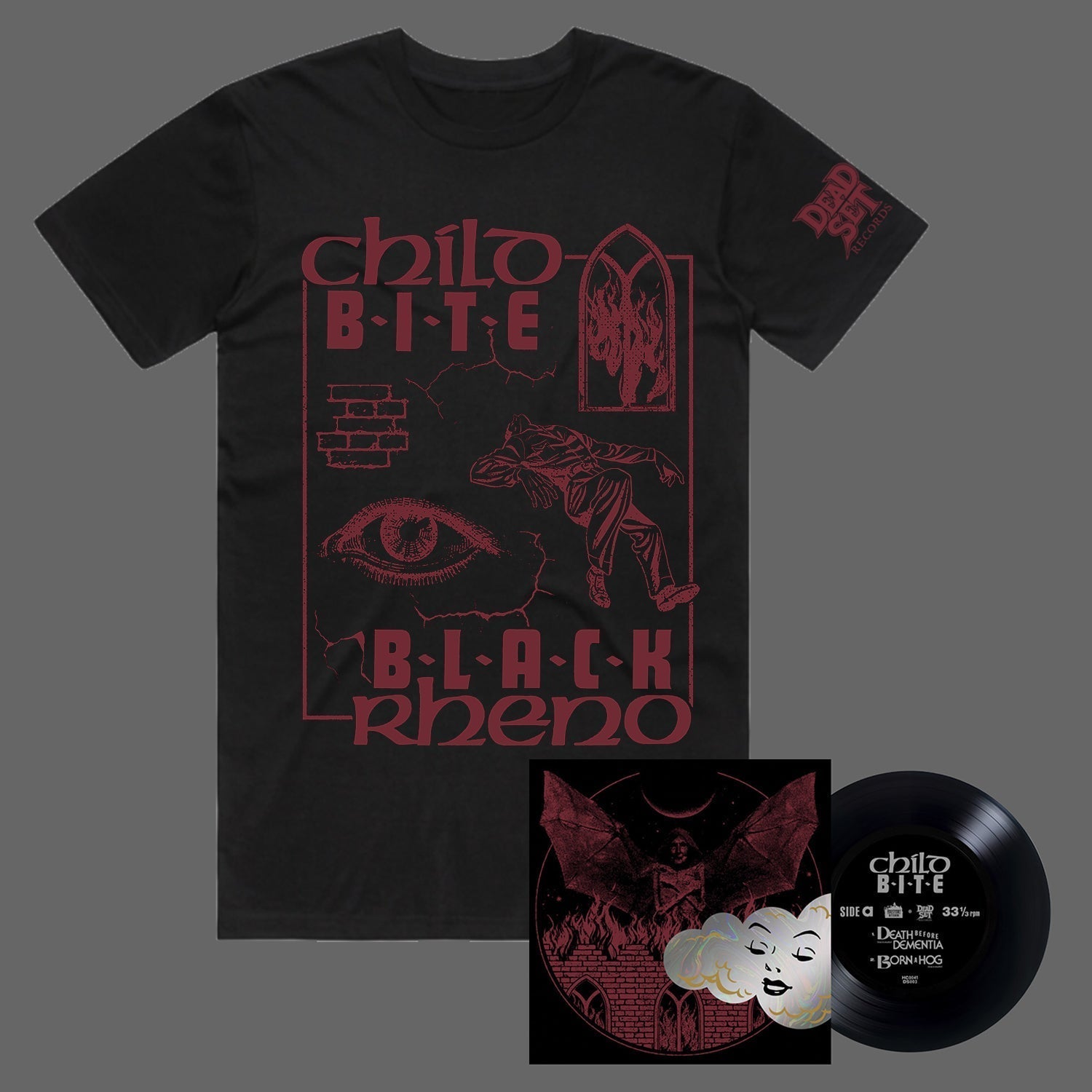 Black Rheno/Child Bite Split 7â€ + T-Shirt Hoodie, Sweatshirt | CoreVibeTees.com