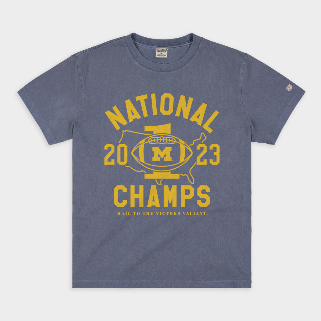 Michigan 2023 National Champs Vintage Heavyweight Tee Hoodie, Sweatshirt | CoreVibeTees.com (Image 1)