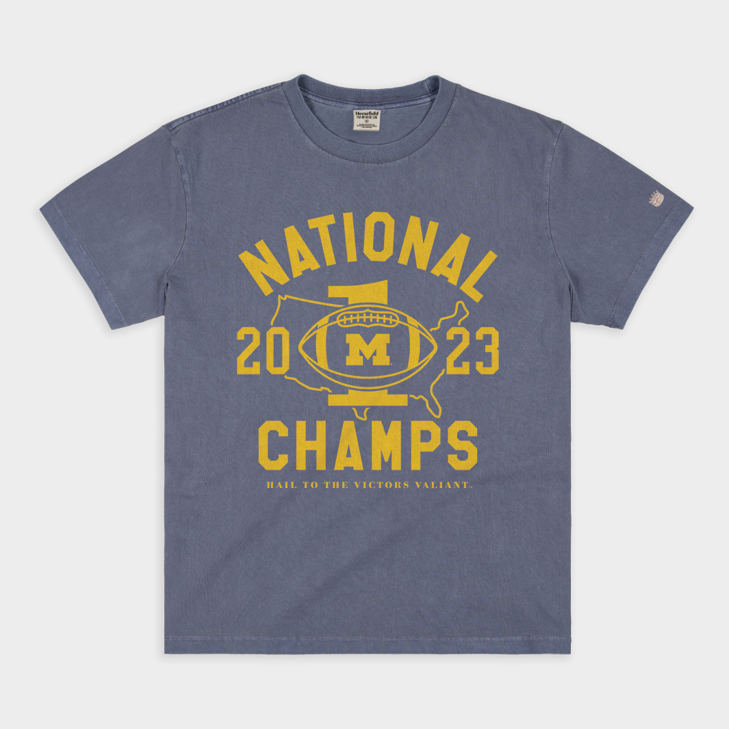 Michigan 2023 National Champs Vintage Heavyweight Tee Hoodie, Sweatshirt | CoreVibeTees.com (Image 1)