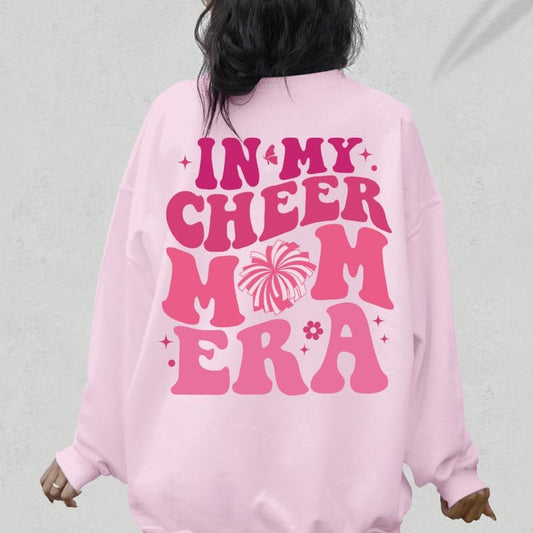 CHEER MOM ERA SWEATSHIRT (Crewneck Sweatshirt, Unisex Fit, Causal Sweatshirt for Christmas, Christmas Holiday Sweatshirt) Cotton Floral Womenswear Garment Hoodie Mama Comfort Sweaters Oversized