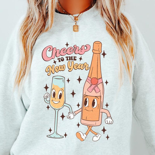 CHEERS TO THE NEW YEAR SWEATSHIRT CASUAL SWEATSHIRT FOR NEW YEARS AND HOLIDAY SEASON Crewneck Fit