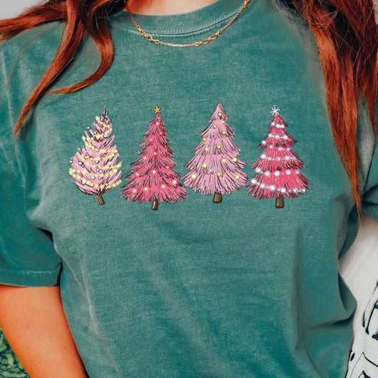 CHRISTMAS TREE T-SHIRT, COMFORT COLORS T-SHIRT, CASUAL SHIRT UNISEX, CHRISTMAS CLOTHING, GRAPHIC APPAREL, HOLIDAY SHIRT, Cotton Fabric