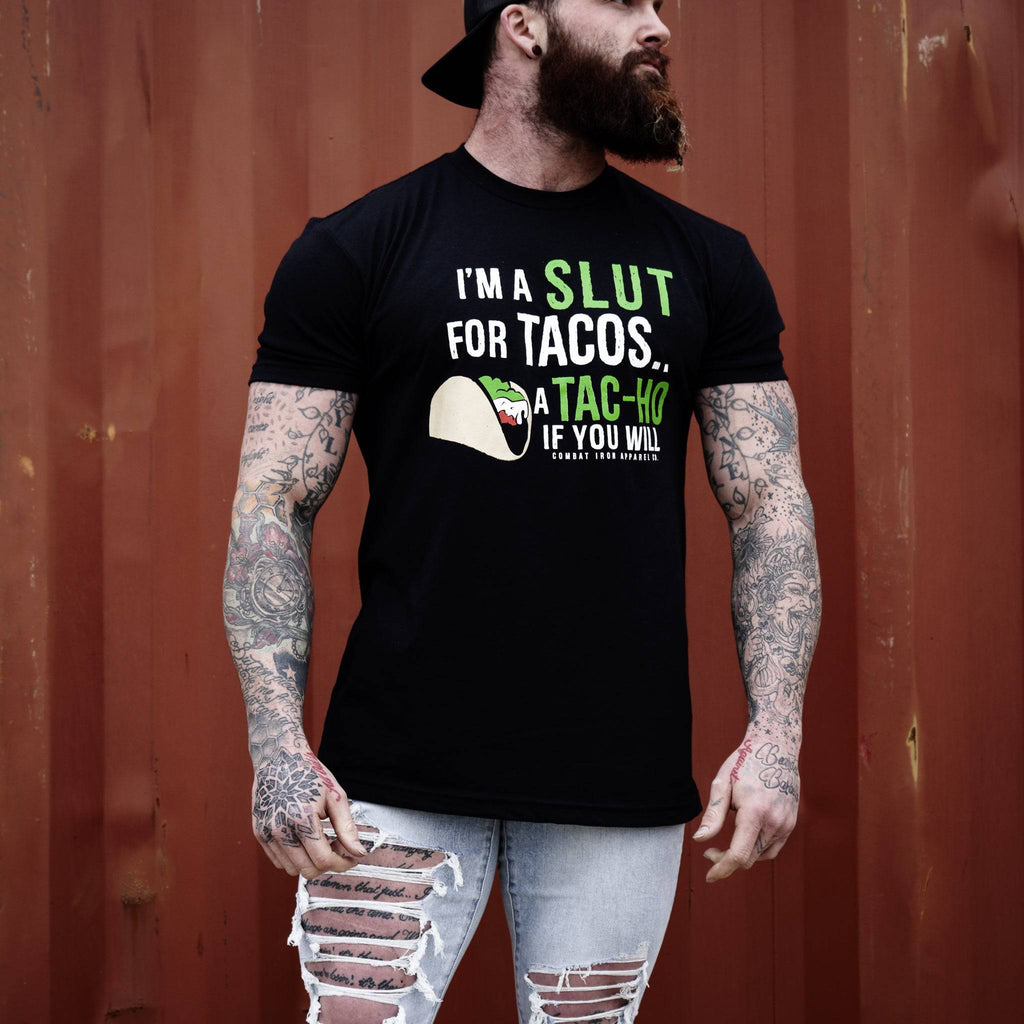 I’M A SLUT FOR TACOS. A TAC-HO IF YOU WILL Men's T-Shirt Hoodie, Sweatshirt | CoreVibeTees.com (Image 4)