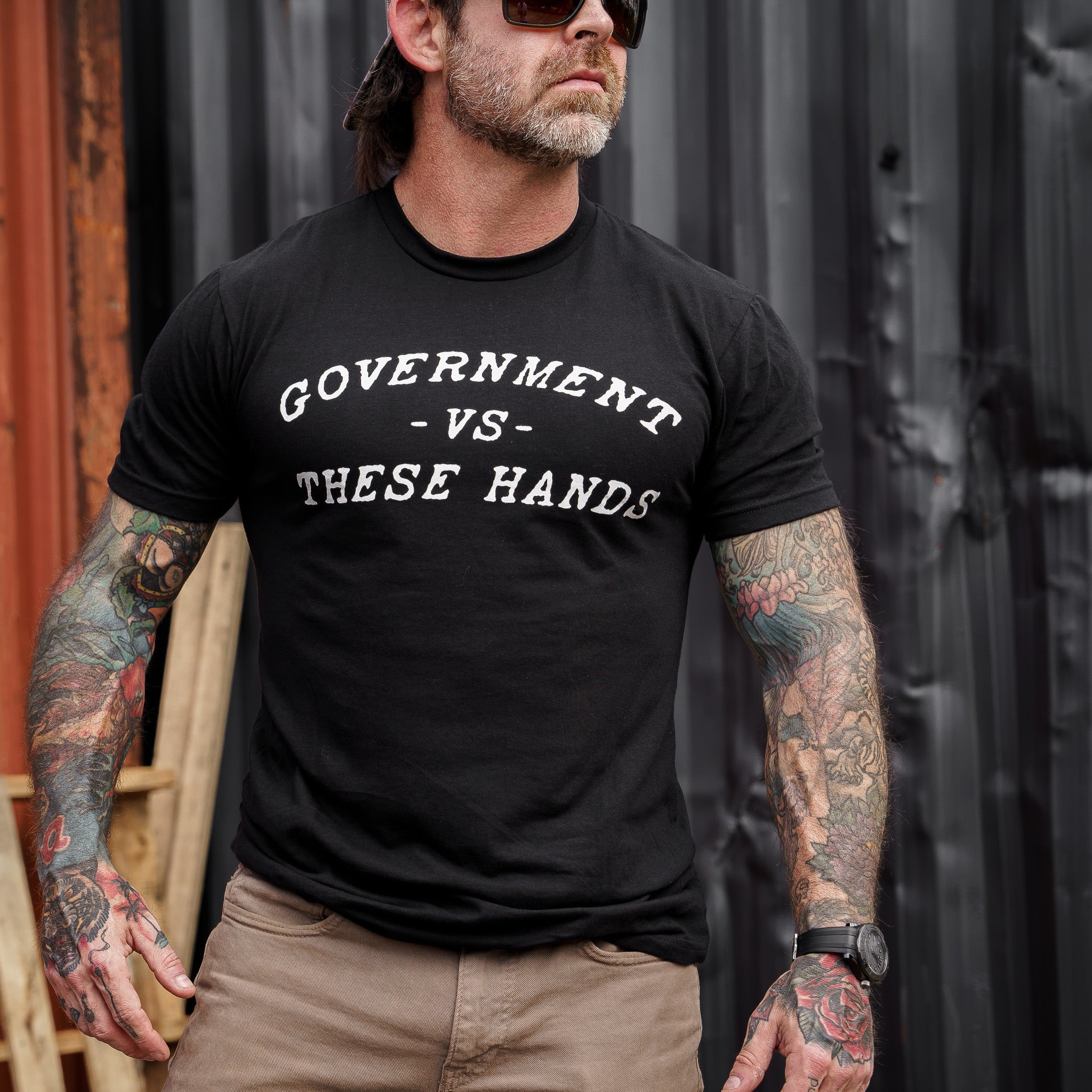 Government -vs- These Hands Men's T-Shirt Hoodie, Sweatshirt | CoreVibeTees.com (Image 3)