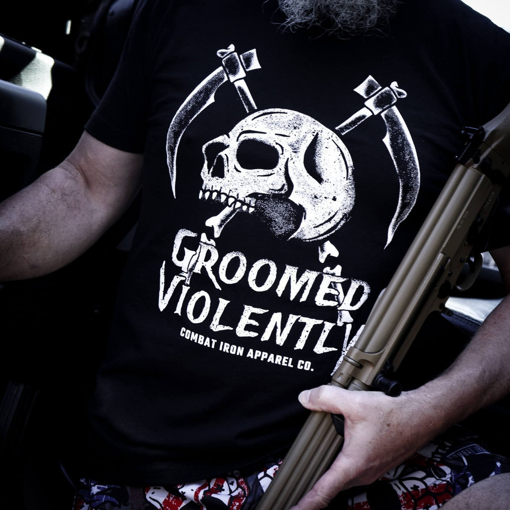 Groomed Violently Skull Men's T-Shirt Hoodie, Sweatshirt | CoreVibeTees.com (Image 4)
