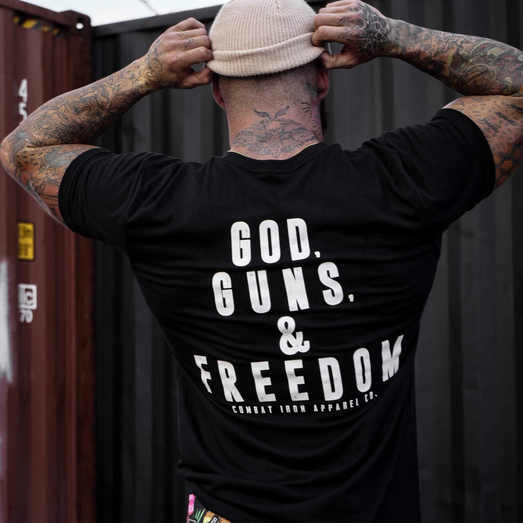 GOD, GUNS, & FREEDOM Men's T-Shirt Hoodie, Sweatshirt | CoreVibeTees.com (Image 4)