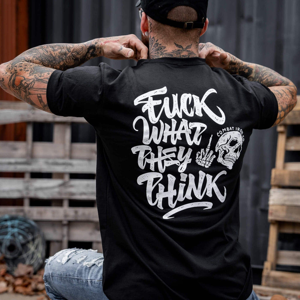 Fuck What They Think Skull Men's T-Shirt Hoodie, Sweatshirt | CoreVibeTees.com (Image 4)