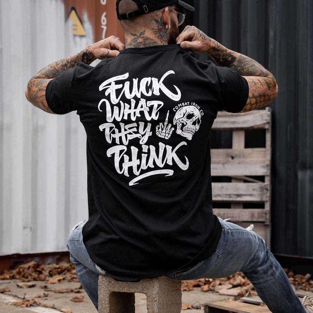 Fuck What They Think Skull Men's T-Shirt Hoodie, Sweatshirt | CoreVibeTees.com (Image 3)