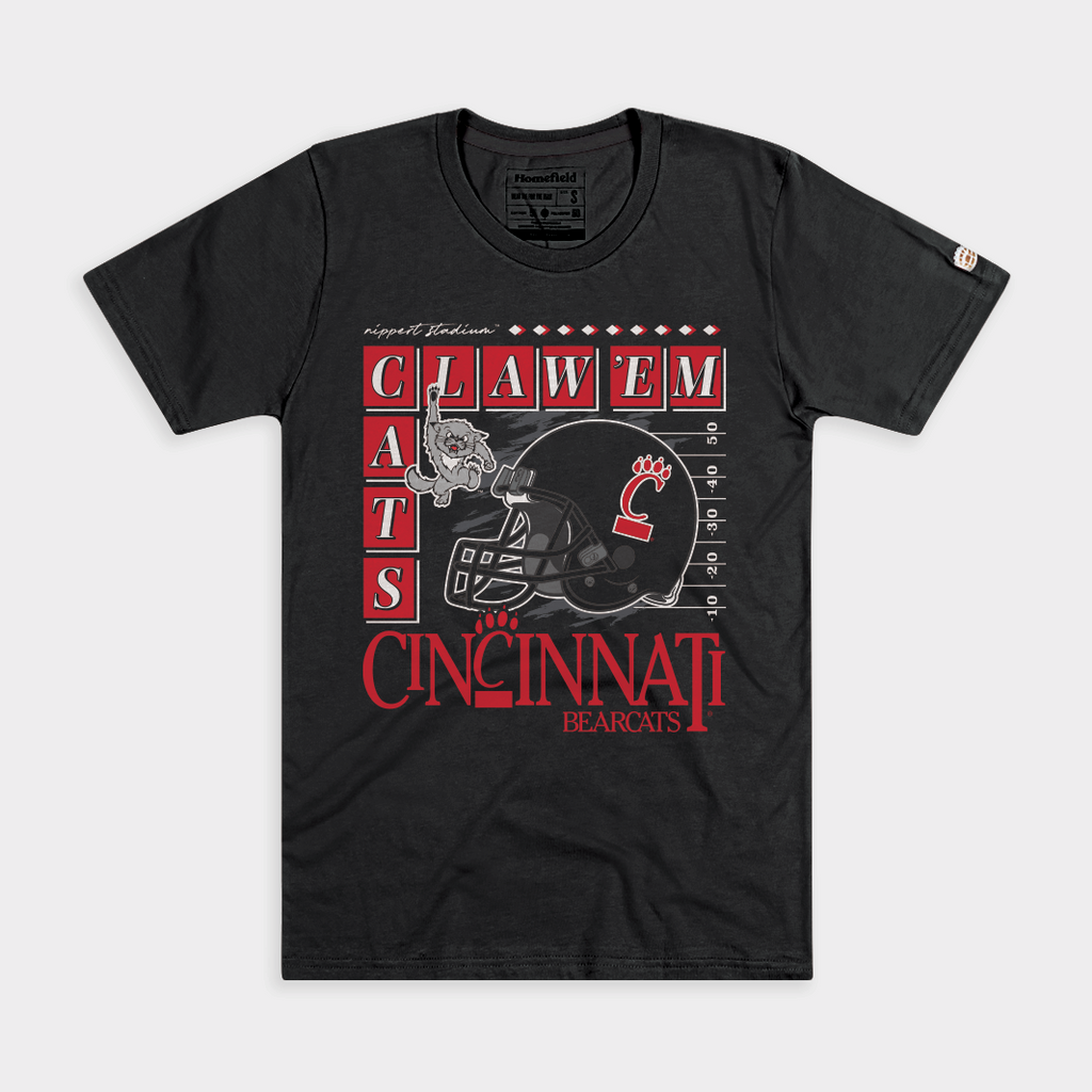Cincinnati Football "Claw 'Em Cats" Retro Tee Hoodie, Sweatshirt | CoreVibeTees.com
