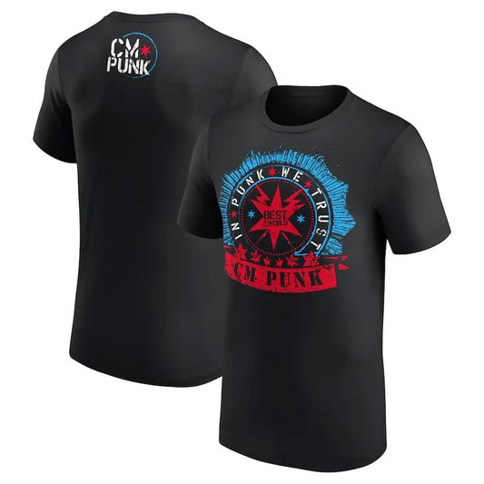 CM Punk In Punk We Trust Badge Graphic Double Sided T-Shirt, CM Punk The Straight Edge Society Shirt, Professional Wrestler Fan Gift For Men Women Unisex Tee, Crew Neck SweatShirt, Hoodie